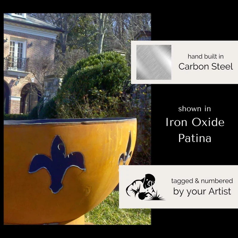 Fleur de Lis Gas Fire Pit in Steel - Fire Pit Art