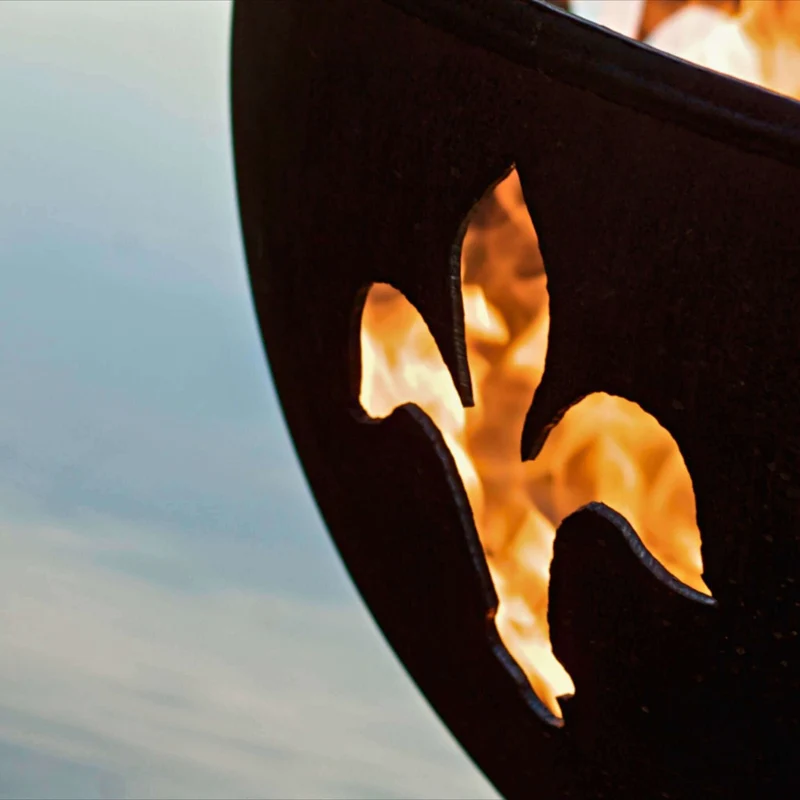 Fleur de Lis Gas Fire Pit in Steel - Fire Pit Art