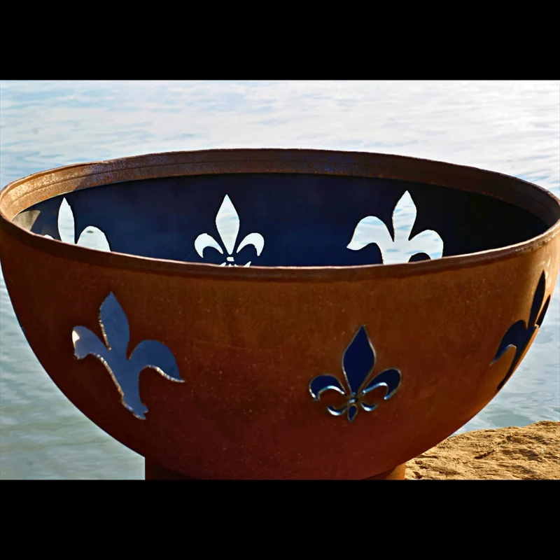 Fleur de Lis Gas Fire Pit in Steel - Fire Pit Art