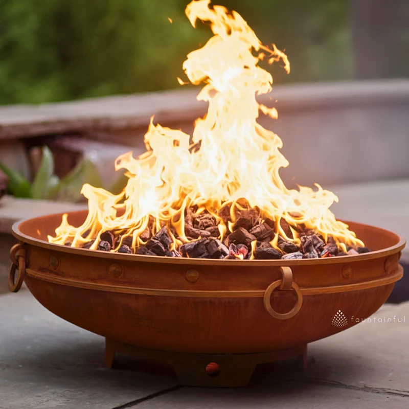 Emperor Gas Fire Pit in Steel - Fire Pit Art