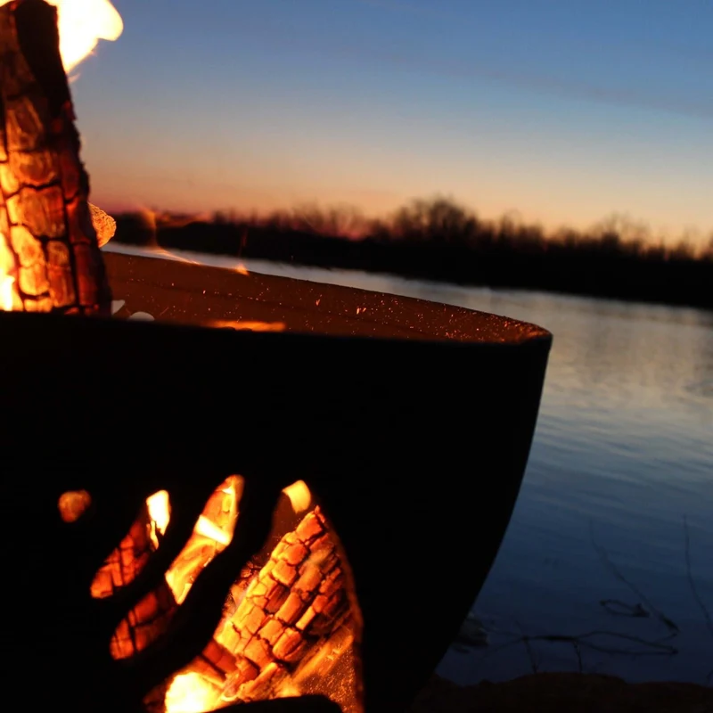 Beachcomber Gas Fire Pit in Steel - Fire Pit Art