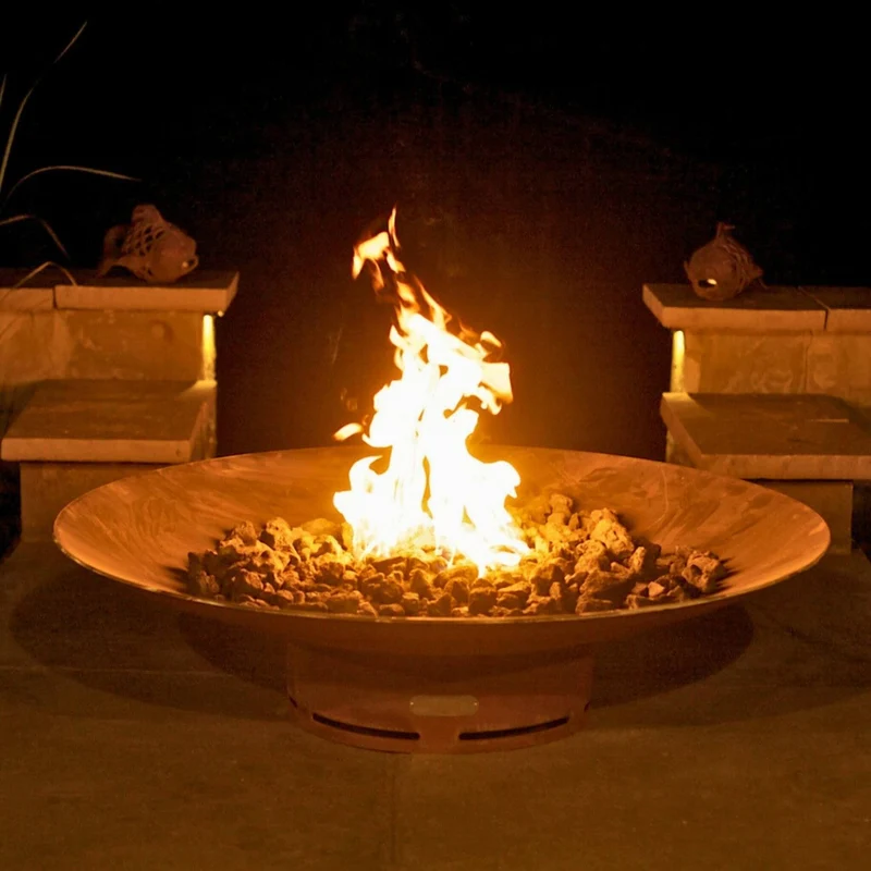 Asia Series Wok-Style Gas Fire Pit in Steel - Fire Pit Art