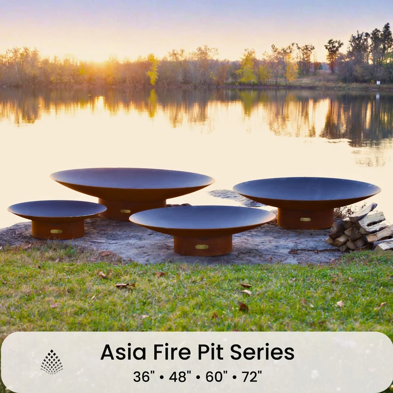 Asia Series Wok-Style Wood Burning Fire Pit in Steel - Fire Pit Art