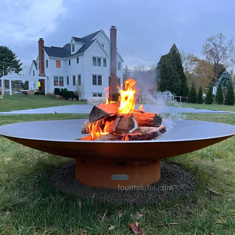Asia Series Wok-Style Wood Burning Fire Pit in Steel - Fire Pit Art