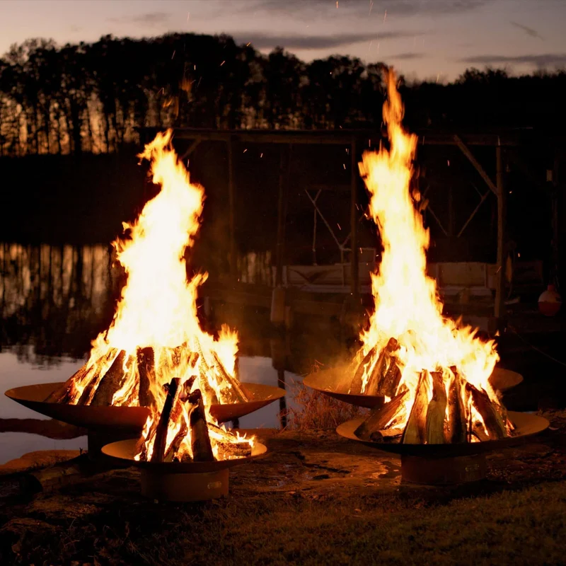 Asia Series Wok-Style Gas Fire Pit in Steel - Fire Pit Art