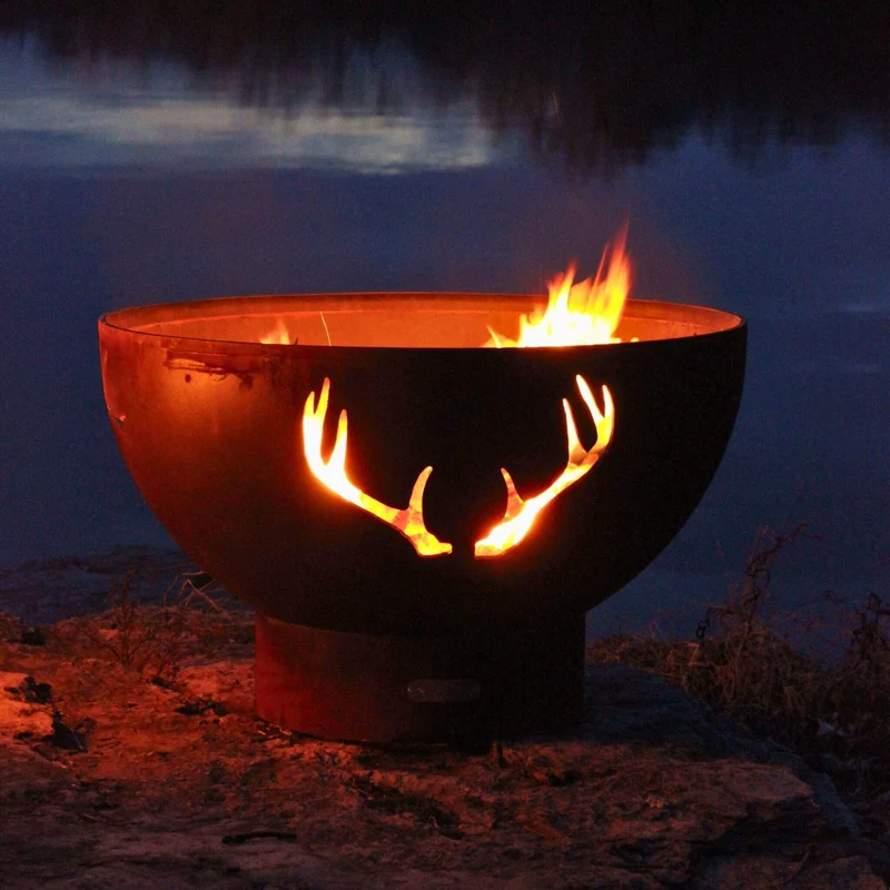 Antlers Gas Fire Pit in Steel - Fire Pit Art
