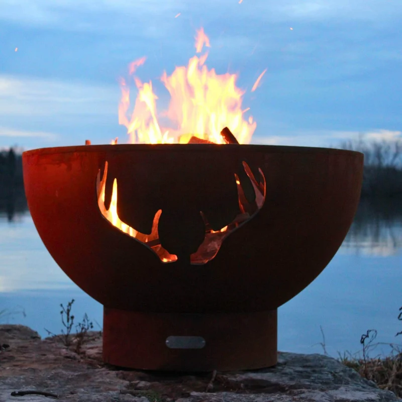 Antlers Gas Fire Pit in Steel - Fire Pit Art