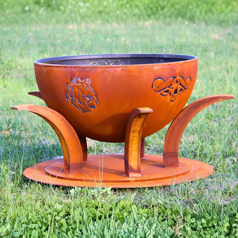 Africa's Big Five Gas Fire Pit in Steel - Fire Pit Art