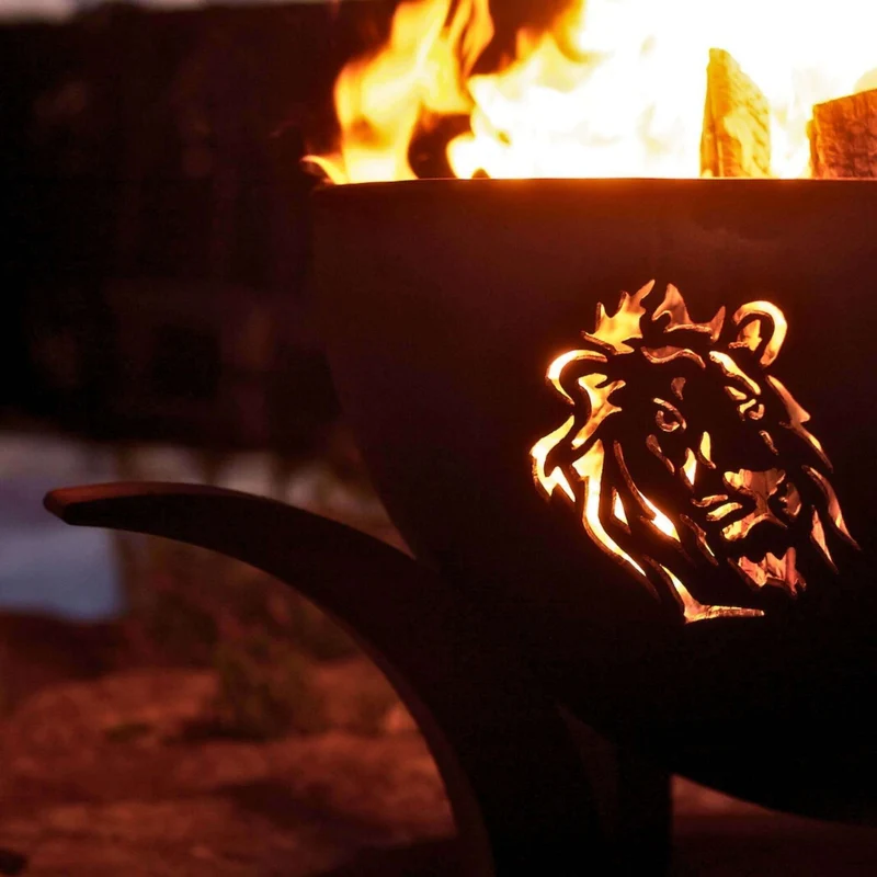 Africa's Big Five Gas Fire Pit in Steel - Fire Pit Art