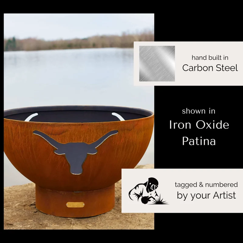 Longhorn Gas Fire Pit in Steel - Fire Pit Art