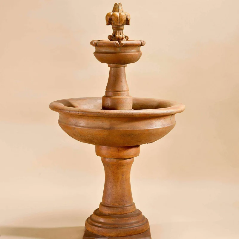 Fleur De Lis 2-Tier Concrete Fountain - Giannini #1663