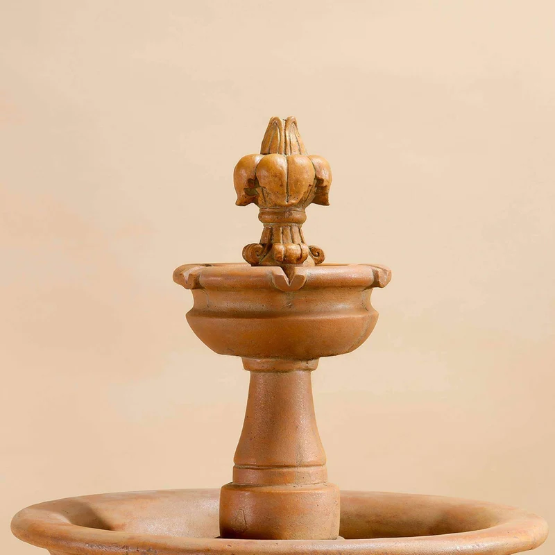Fleur De Lis 2-Tier Concrete Fountain - Giannini #1663