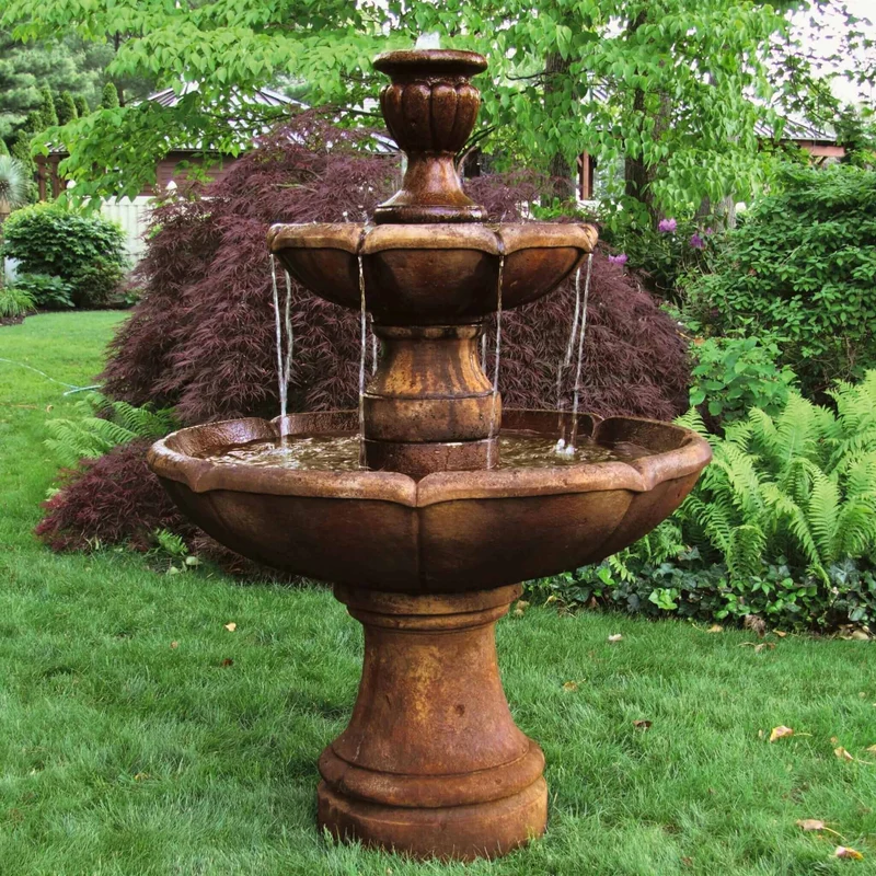 Charlotte 2-Tier Concrete Fountain - Massarellis #3754