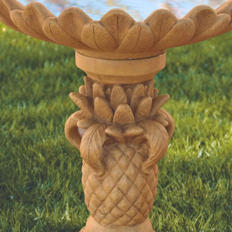 Pineapple Leaves Concrete Bird Bath - Massarellis #9270