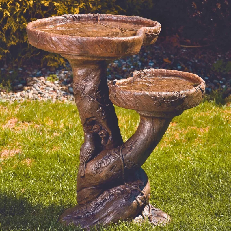 Woodscape "Double" Concrete Bird Bath - Massarellis #9150