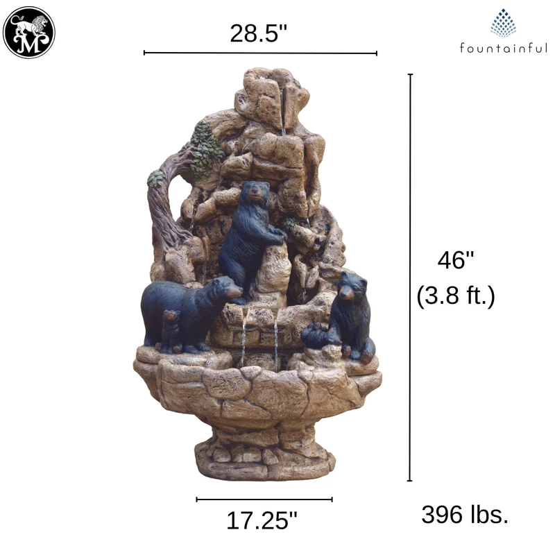 Bears Wildlife Concrete Fountain - Massarellis #3351