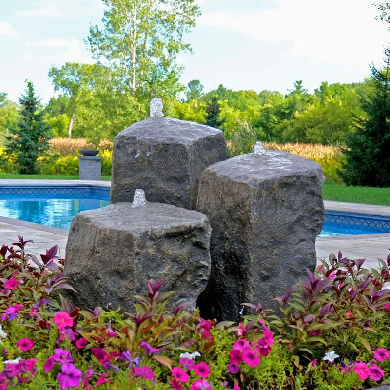 Triple Watershed GFRC Boulder Fountain - Complete Kit - Blue Thumb