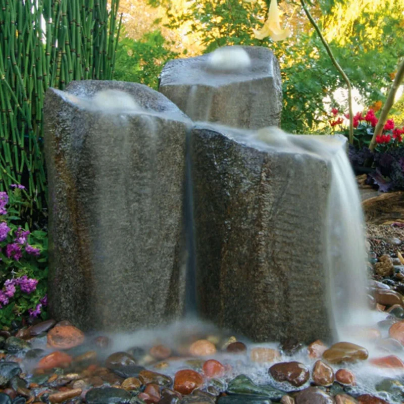 Triple Column GFRC Boulder Fountain - Complete Kit - Blue Thumb