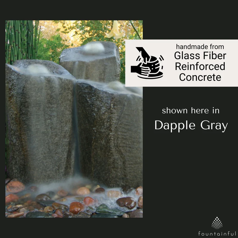 Triple Column GFRC Boulder Fountain - Complete Kit - Blue Thumb