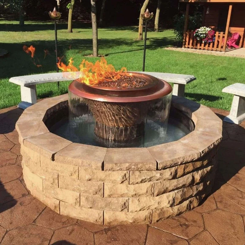 Olympian 360° Spill Round Fire & Water Fountain - Outdoor Plus