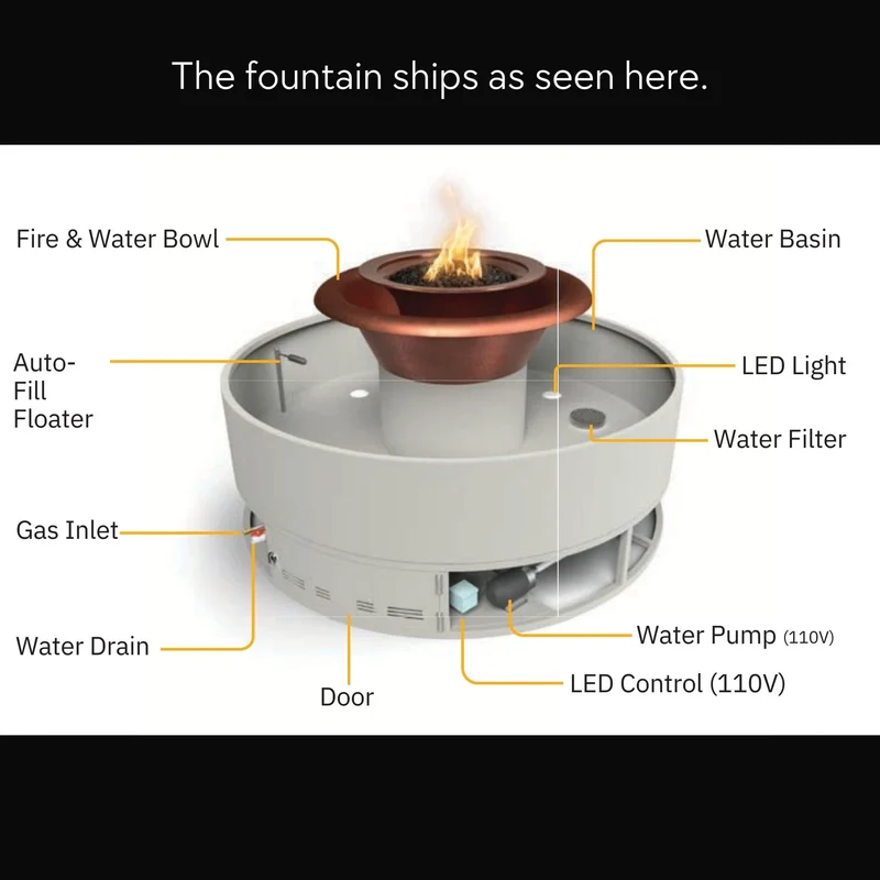 Olympian 360° Spill Round Fire & Water Fountain - Outdoor Plus