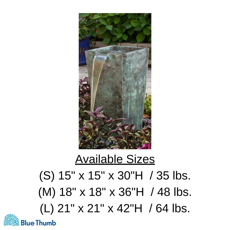 Tapered Square Brass Urn Fountain - Complete Kit - Blue Thumb