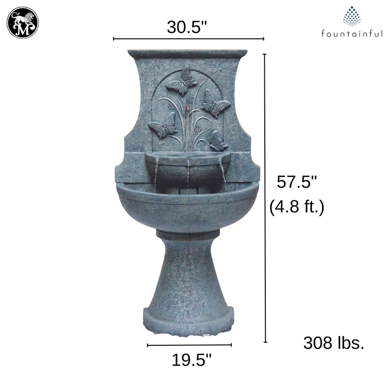 Fortuna Butterfly Concrete Wall Fountain - Massarellis #3807