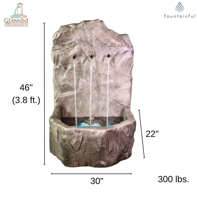 Tribus Rock Concrete Wall Fountain - Giannini #1762
