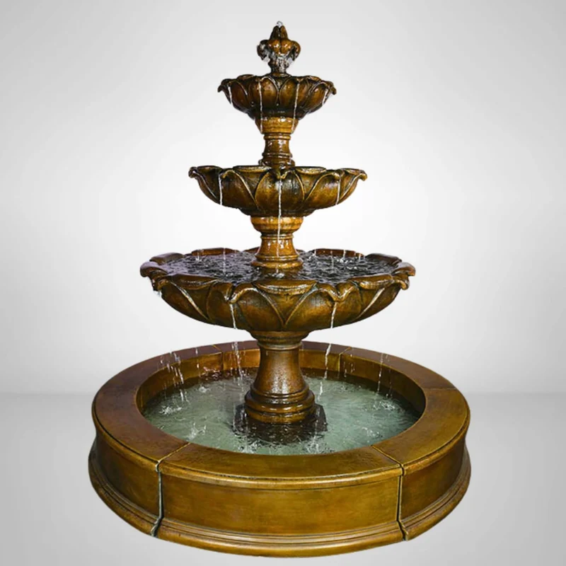 Gardenia 3-Tier Concrete Pond Fountain - Giannini #1807