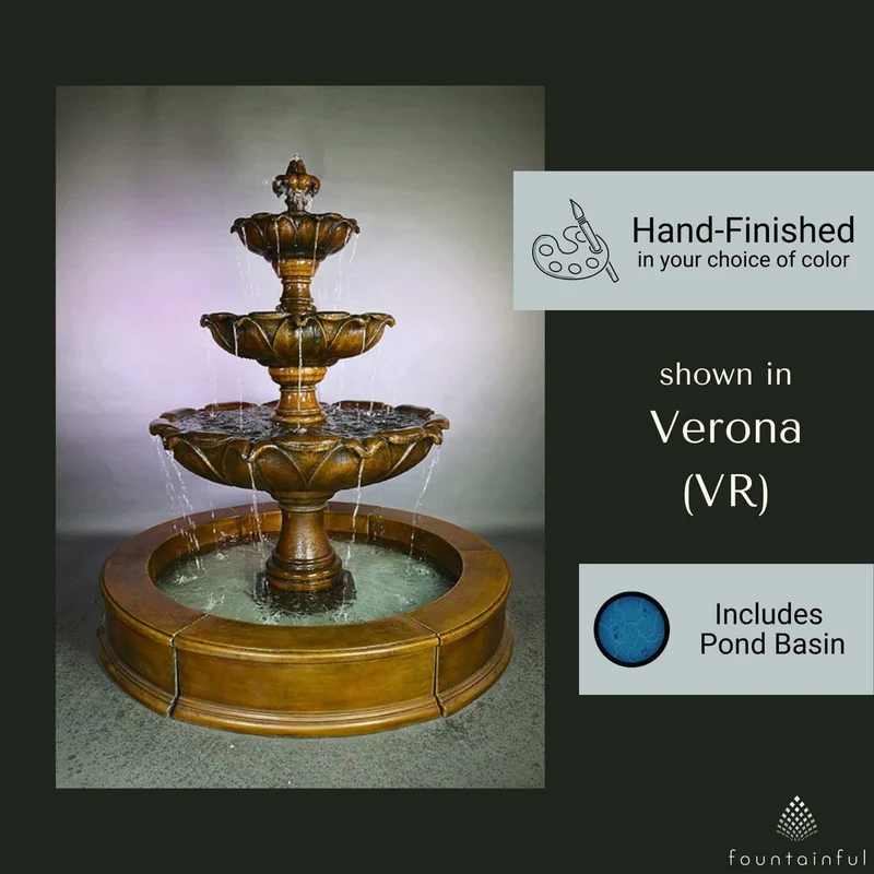 Gardenia 3-Tier Concrete Pond Fountain - Giannini #1807