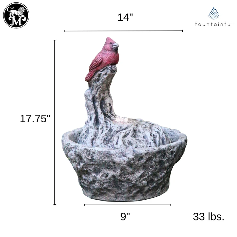 Cardinal Concrete Fountainette Parva w/Lights - Massarellis #3947