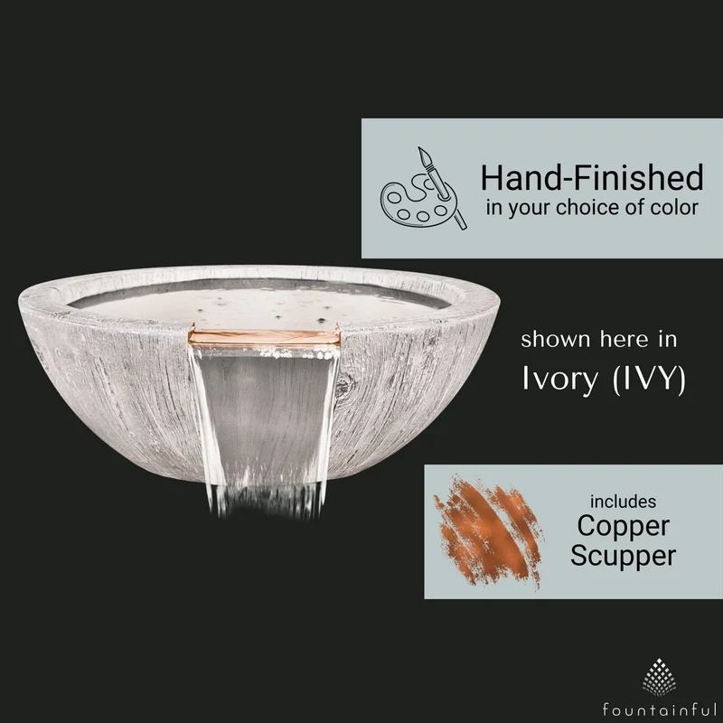 Sedona "Woodgrain" Concrete Water Bowl - The Outdoor Plus
