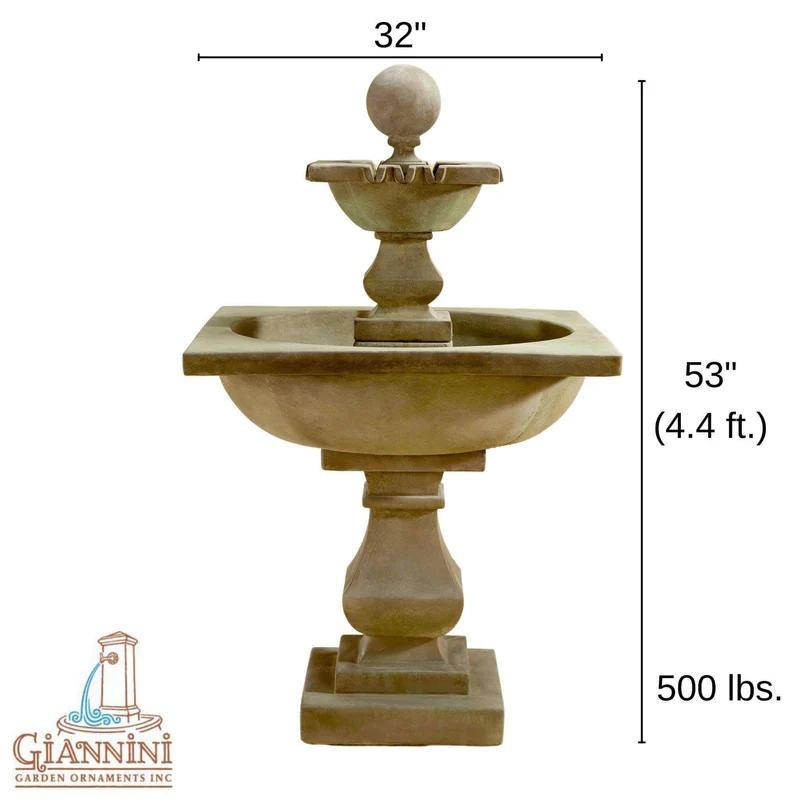 Solara 2-Tier Concrete Fountain - Giannini #1668