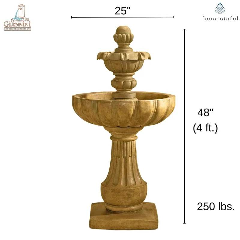 Serafina 2-Tier Concrete Fountain - Giannini #1627