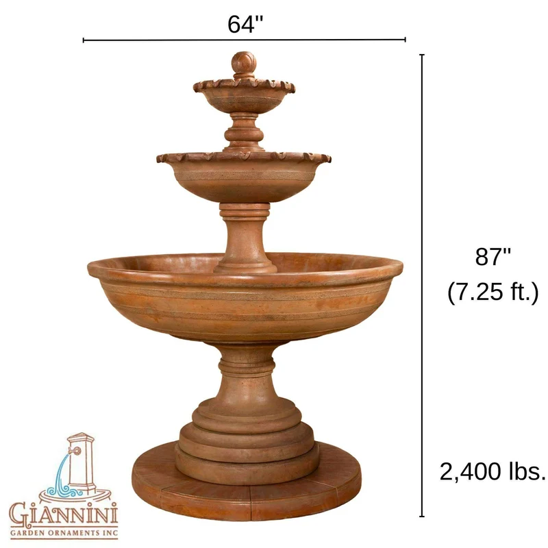 Porta Elisa 3-Tier Concrete Fountain - Giannini #1615