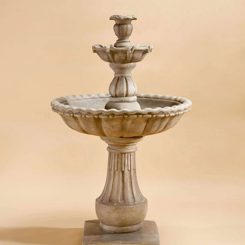 Gaetana 2-Tier Concrete Fountain - Giannini #1671