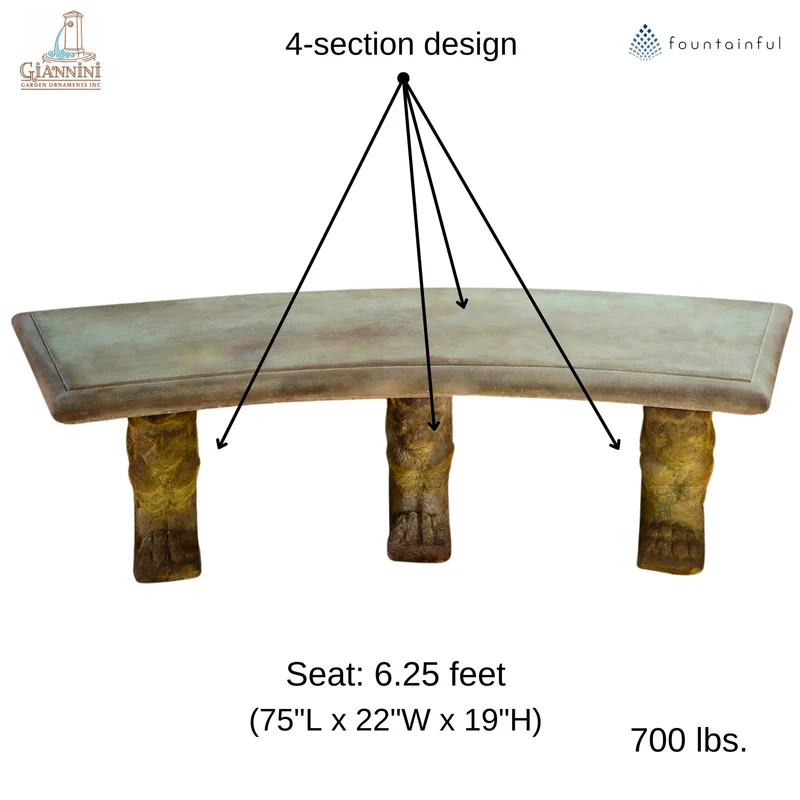 Gryphi Curved Concrete Garden Bench - Giannini #575