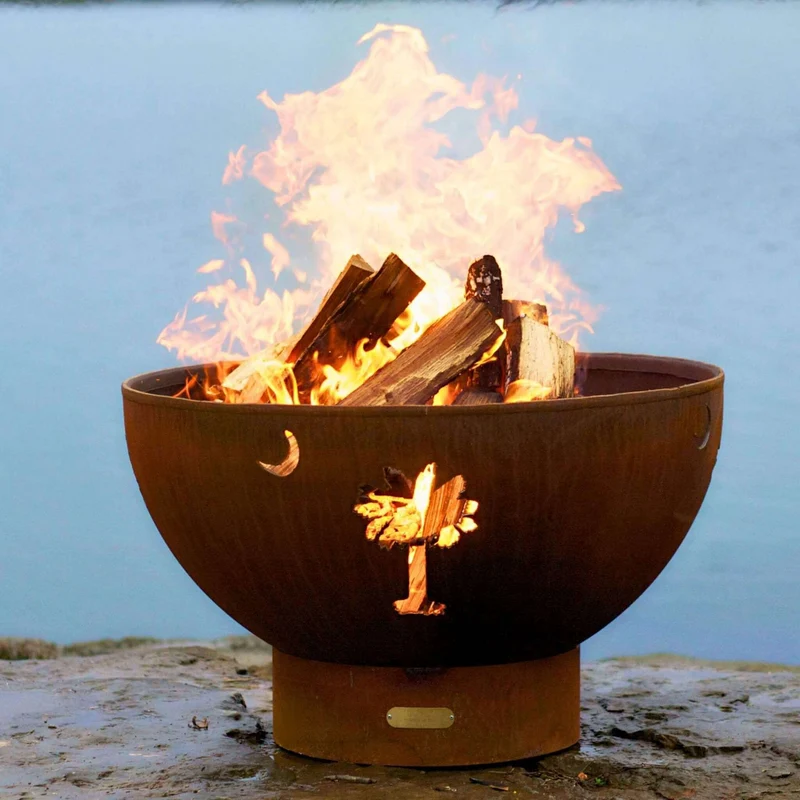 Tropical Moon Wood Burning Fire Pit in Steel - Fire Pit Art