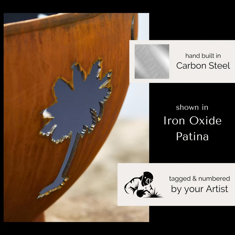 Tropical Moon Wood Burning Fire Pit in Steel - Fire Pit Art