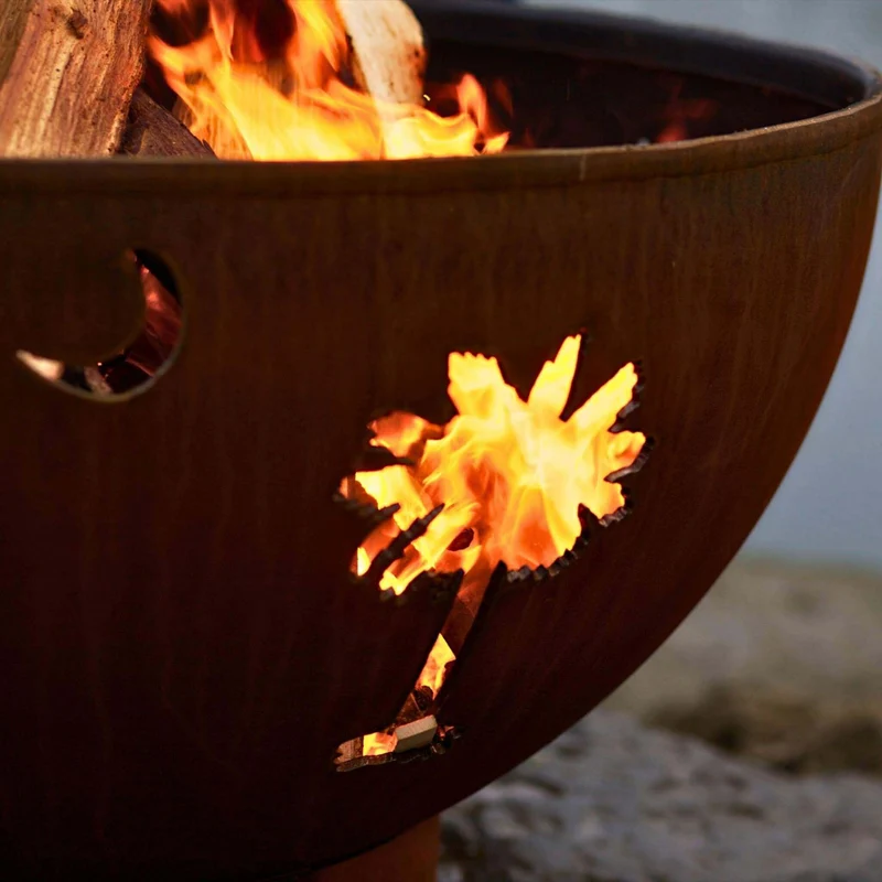 Tropical Moon Wood Burning Fire Pit in Steel - Fire Pit Art