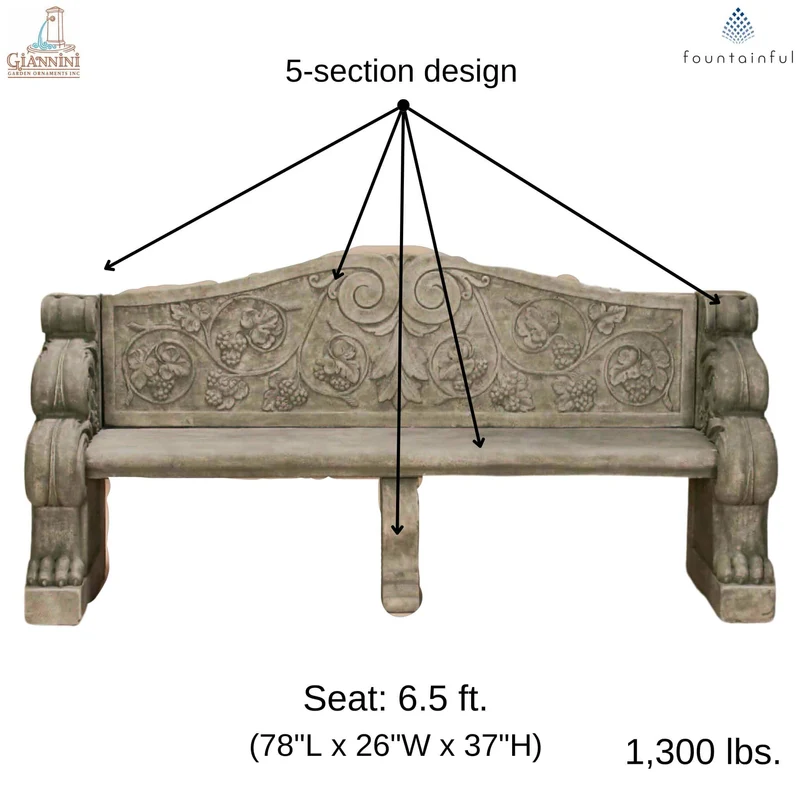 Villa Antinori Concrete Garden Bench - Giannini #558
