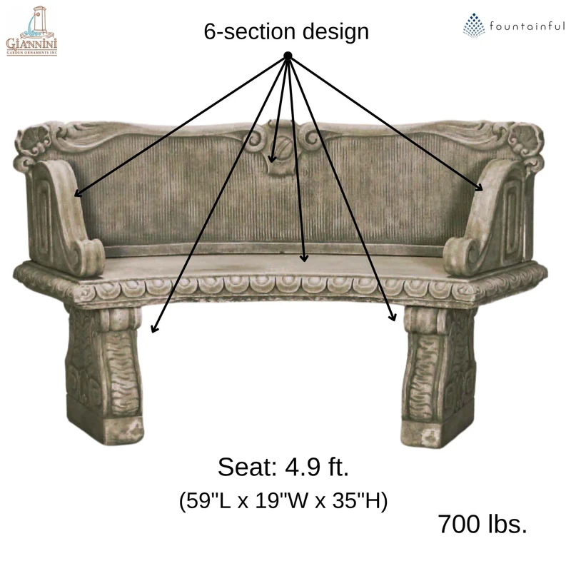 Palladio Curved Concrete Garden Bench - Giannini #559