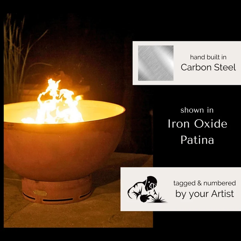 Crater Wood Burning Fire Pit in Steel - Fire Pit Art