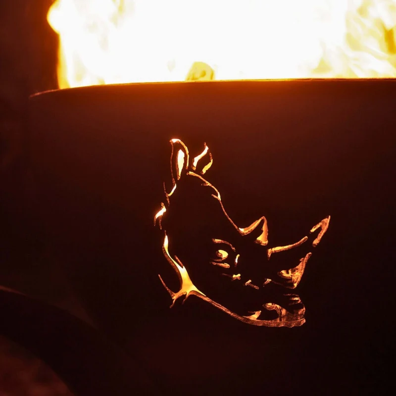 Africa's Big Five Wood Burning Fire Pit in Steel - Fire Pit Art