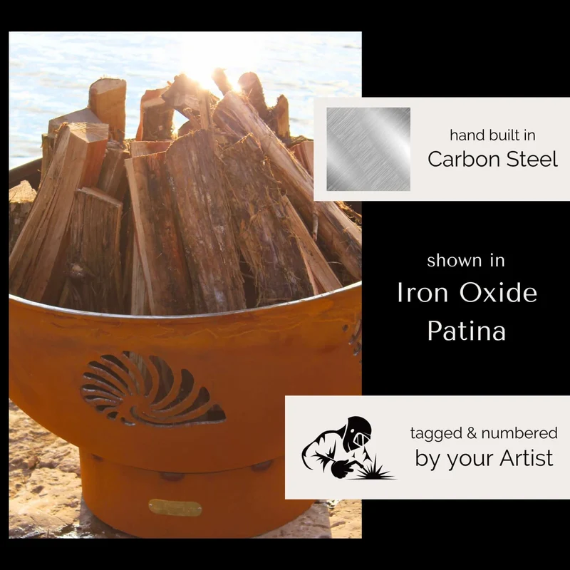 Beachcomber Wood Burning Fire Pit in Steel - Fire Pit Art