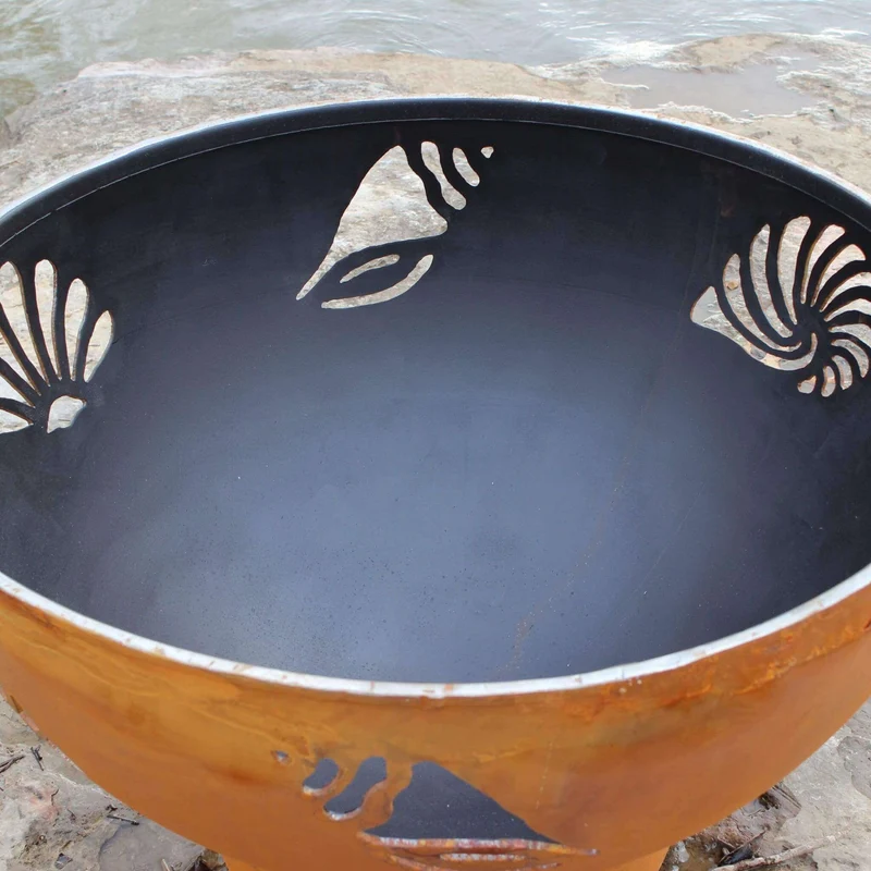 Beachcomber Wood Burning Fire Pit in Steel - Fire Pit Art