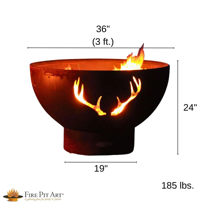 Antlers Wood Burning Fire Pit in Steel - Fire Pit Art