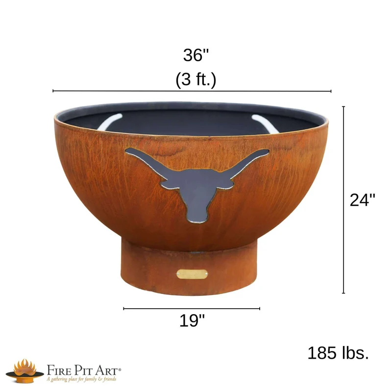 Longhorn Wood Burning Fire Pit in Steel - Fire Pit Art