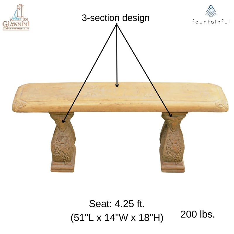 Pergola Straight Concrete Garden Bench - Giannini #504
