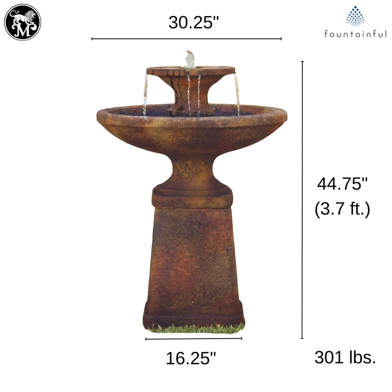 Bella 2-Tier Concrete Fountain - Massarellis #3653